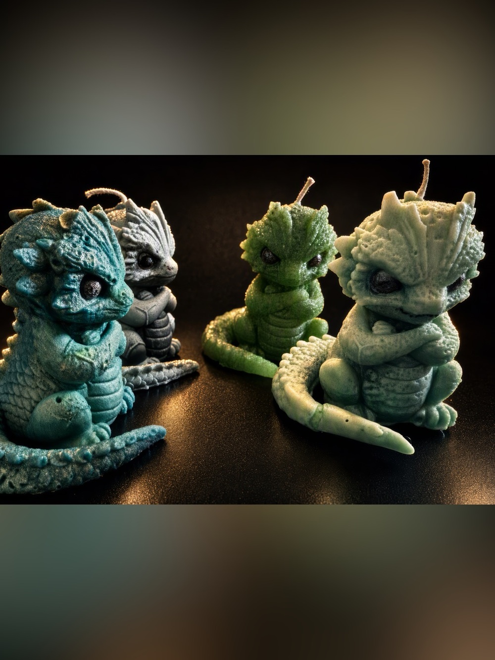 Handmade Grumpy Dragon Wax Statue – Fantasy Gothic Decor, Multiple Colors